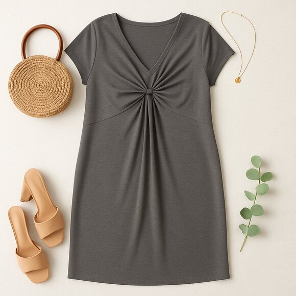 Lane Bryant V-Neck Dress Black Short Sleeve Size 18/20 - Picture 2 of 9